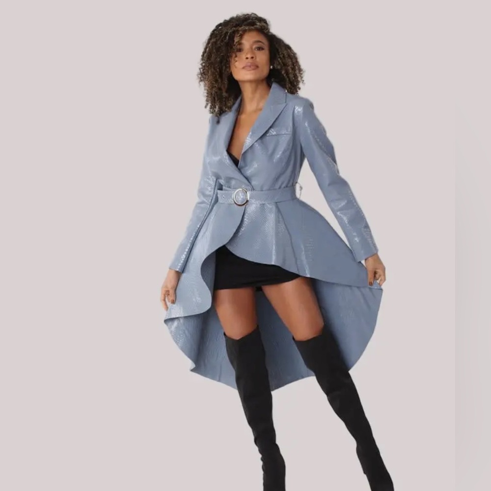 Skyline Faux Leather High-Low Trench Coat – Passion of Essence Boutique
